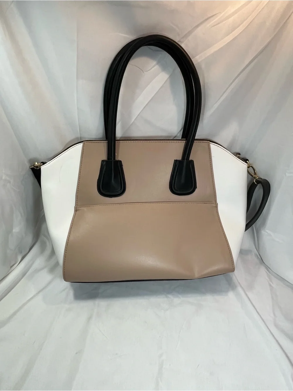 NWOT - Christian Siriano for Payless Colorblock Satchel - Beige, White & Black